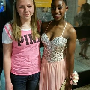 Blush color corset prom dress